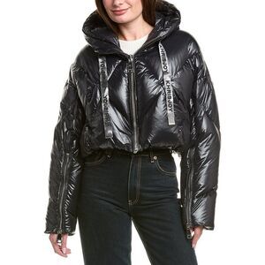 Khrisjoy Womens  Khris Cropped Shiny Puffer Jacket, Black
